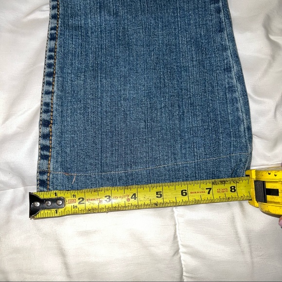 Aeropostale Hailey Skinny Flare Jeans Women's 3/4 Long Blue Low Rise Medium Wash - Picture 10 of 10